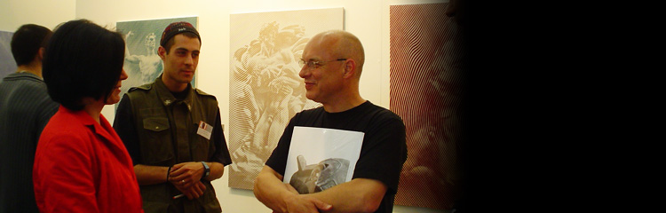 Brian Eno visited the stand of D137 gallery